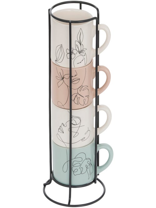 Rack 4 mugs VISAGE - Kiabi