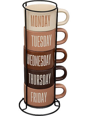 Rack de 5 mugs en grès BREAK TIME