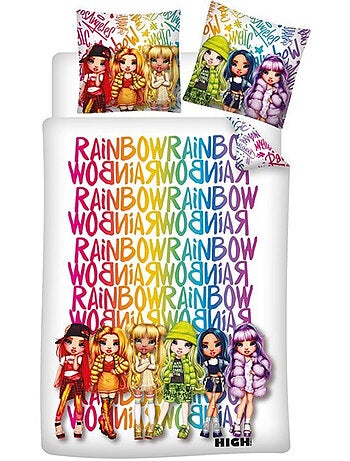 Rainbow High, Parure de Lit Enfant Imprimée Réversible Polycoton