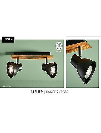 Rampe 2 spots orientables Atelier noir