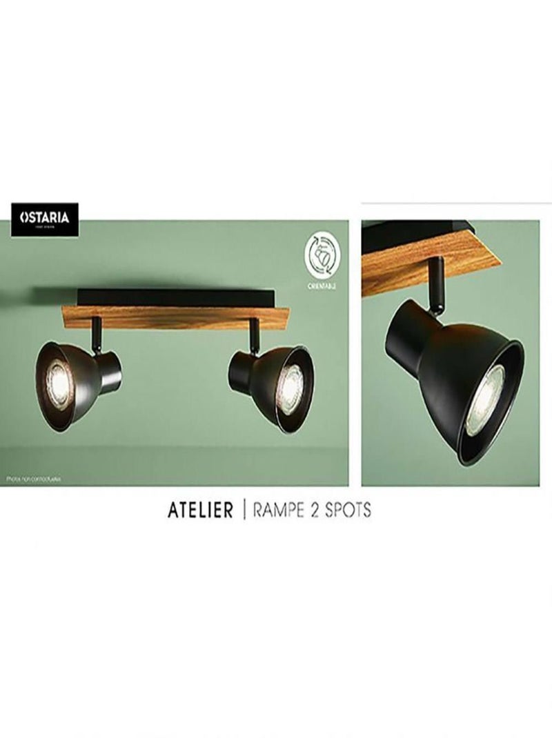 Rampe 2 spots orientables Atelier noir Noir - Kiabi
