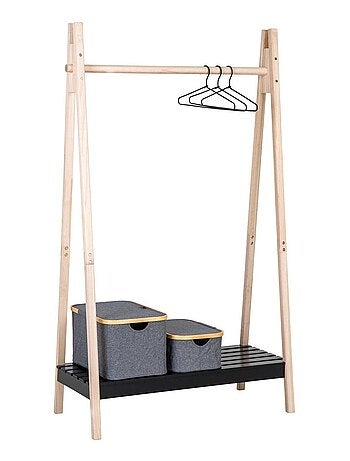 Rampe à vêtements noire en bois naturel - House Nordic