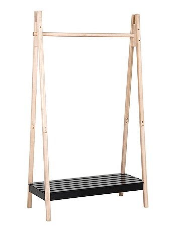 Rampe à vêtements noire en bois naturel - House Nordic