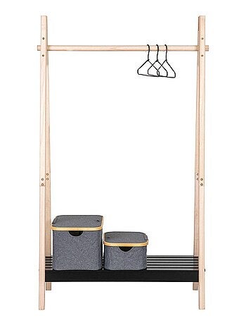 Rampe à vêtements noire en bois naturel - House Nordic