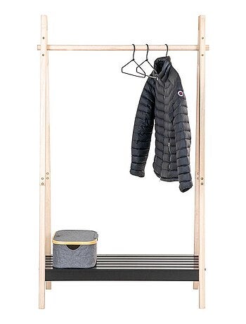 Rampe à vêtements noire en bois naturel - House Nordic