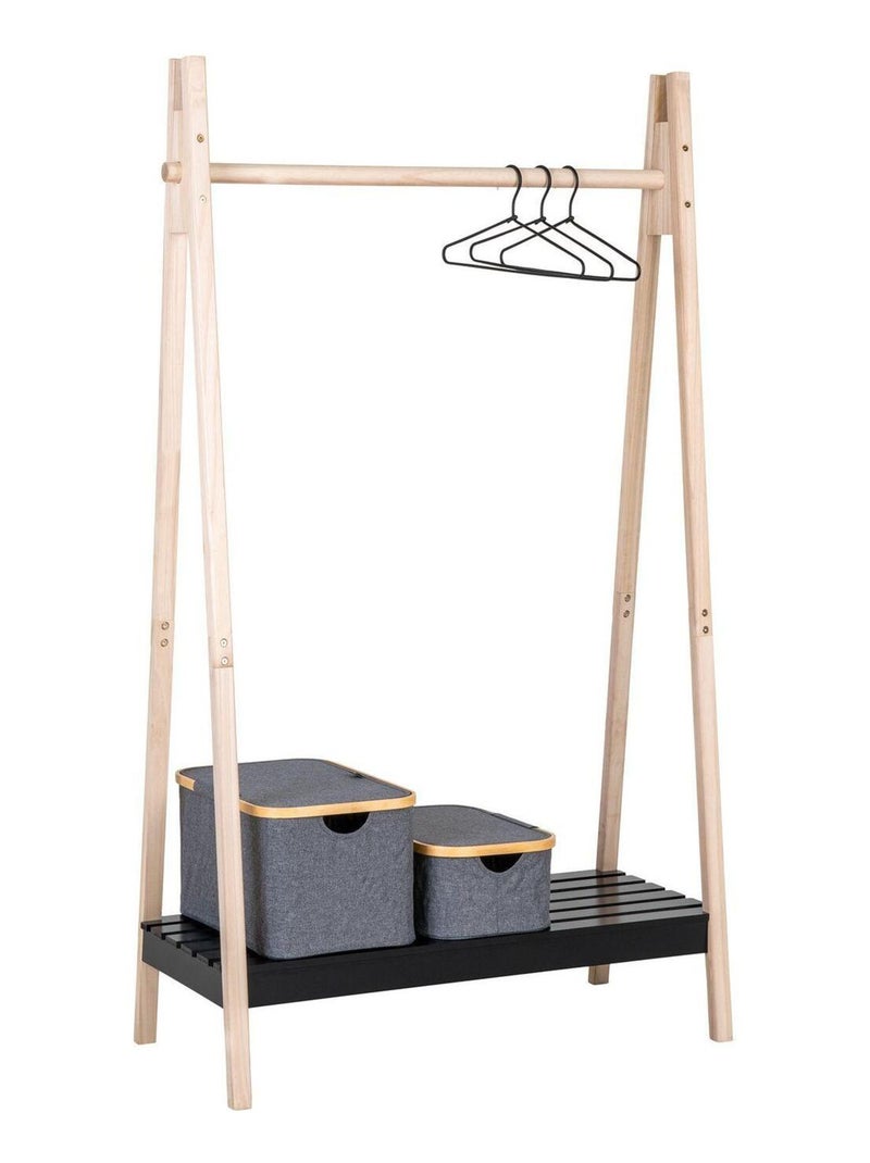 Rampe à vêtements noire en bois naturel - House Nordic Noir mat - Kiabi
