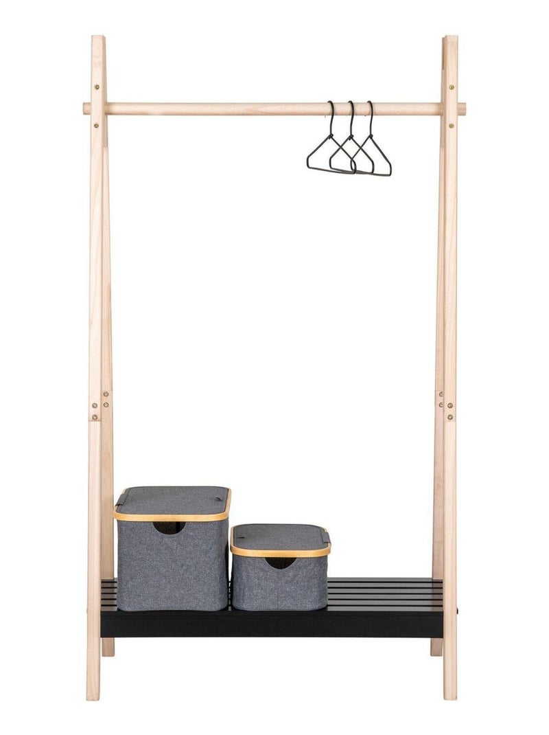 Rampe à vêtements noire en bois naturel - House Nordic Noir mat - Kiabi