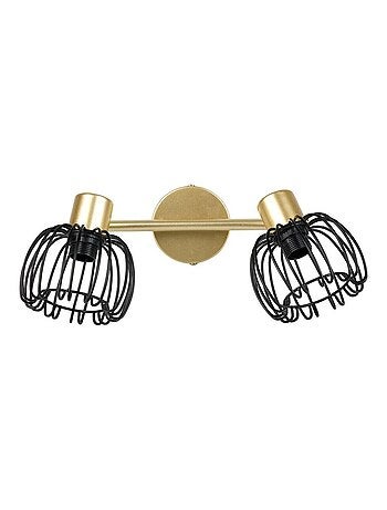 Rampe de spot orientable 2 abat-jour métal doré et noir