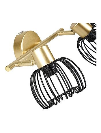 Rampe de spot orientable 2 abat-jour métal doré et noir