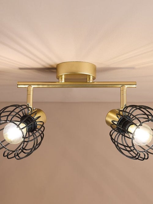 Rampe de spot orientable 2 abat-jour métal doré et noir - Kiabi