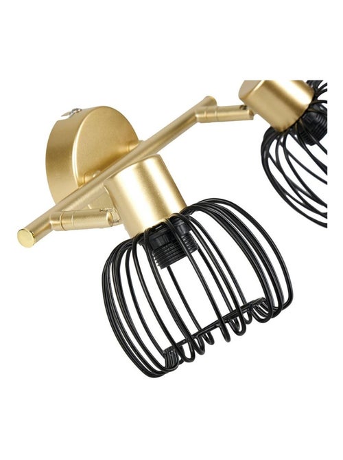 Rampe de spot orientable 2 abat-jour métal doré et noir - Kiabi