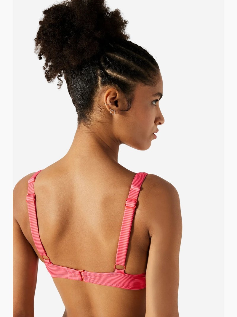 Rancho haut de bikini rayé à armatures penti Rose fluo/Solinotes - Kiabi
