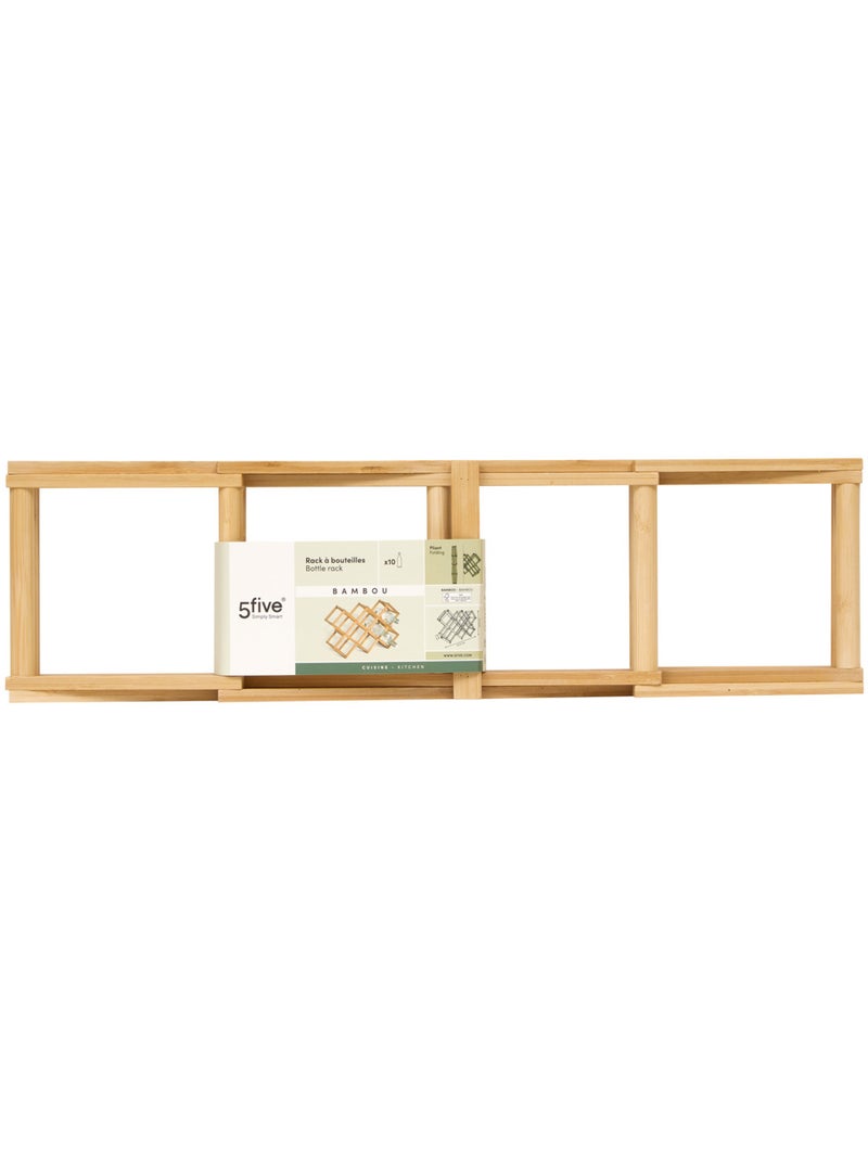 Range-bouteilles pliant 10 bouteilles en bambou Beige - Kiabi