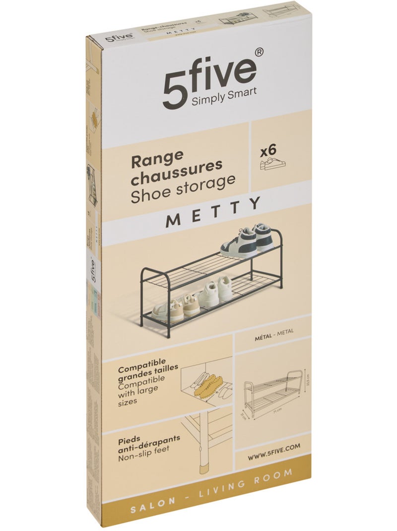 Range-chaussures 2 étagères en acier METTY Noir - Kiabi