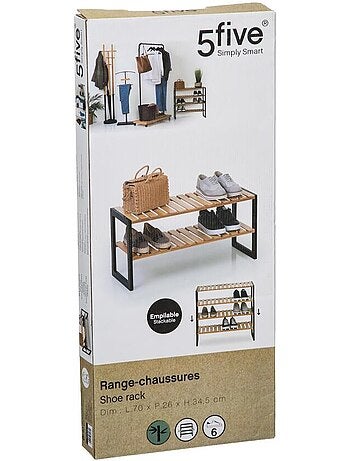 Range-chaussures empilable 2 niveaux en bambou blackbamboo