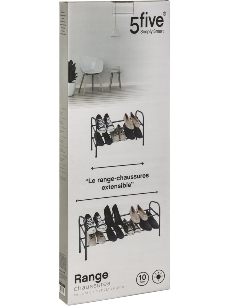 Range-chaussures extensible 10 paires en métal CLOTHY Noir - Kiabi