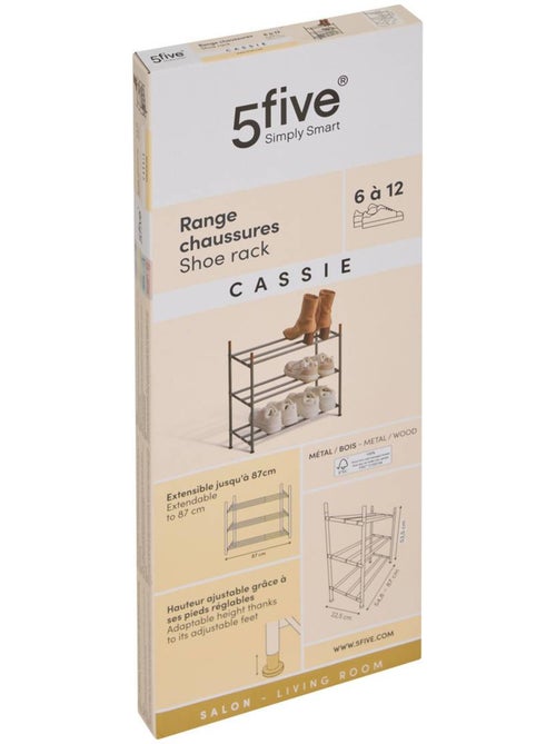 Range-chaussures extensible 3 étagères en acier et MDF CASSIE - Kiabi
