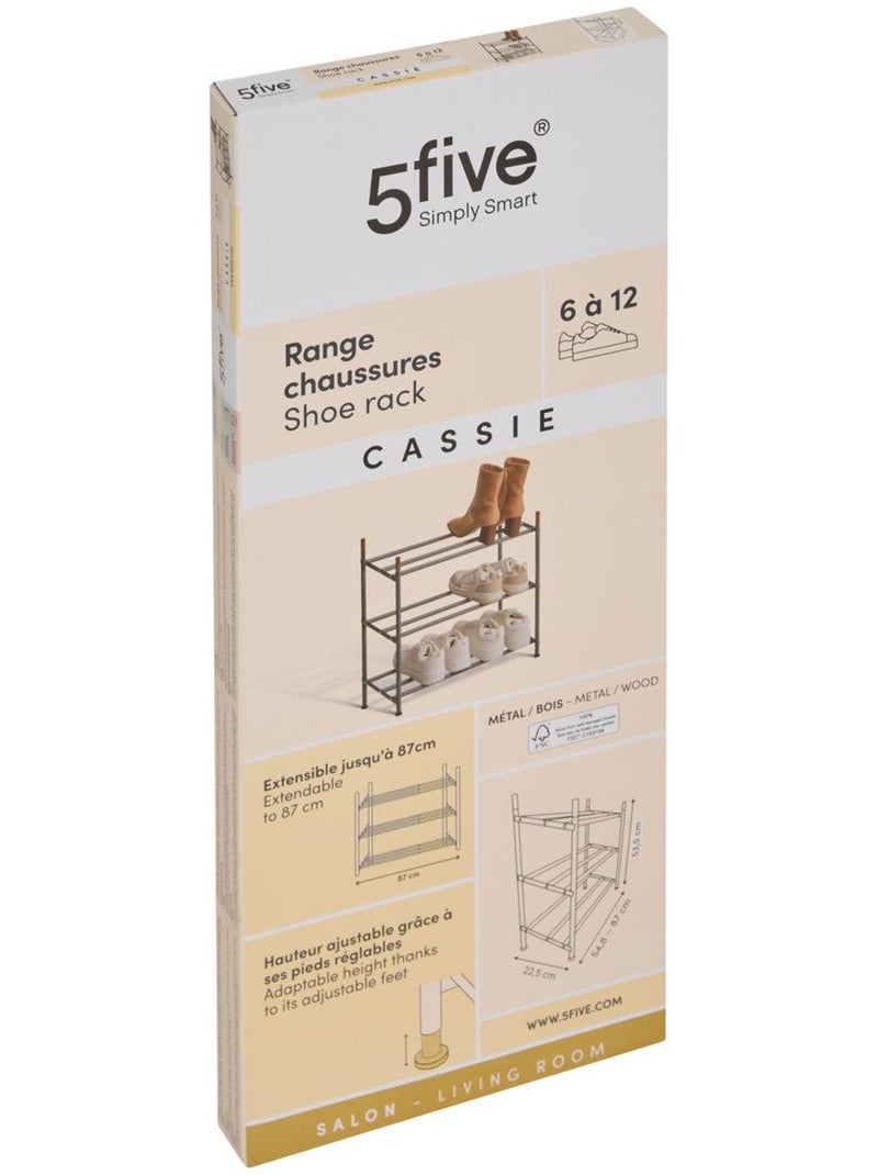 Range-chaussures extensible 3 étagères en acier et MDF CASSIE Vert foncé - Kiabi