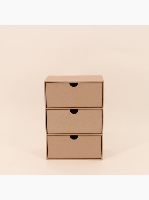 Rangement bureau 3 tiroirs en carton recyclé - Kiabi