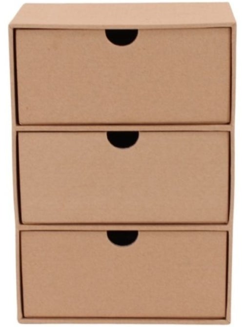 Rangement bureau 3 tiroirs en carton recyclé - Kiabi
