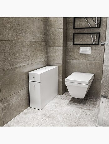 Rangement de salle de bain compact 2 tiroirs et une porte