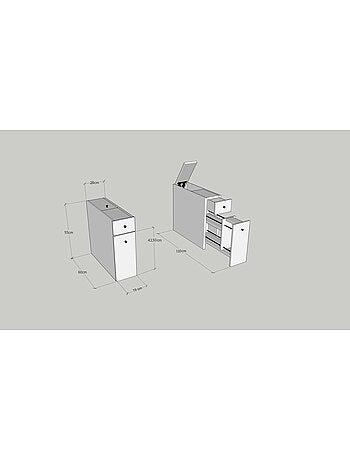 Rangement de salle de bain compact 2 tiroirs et une porte