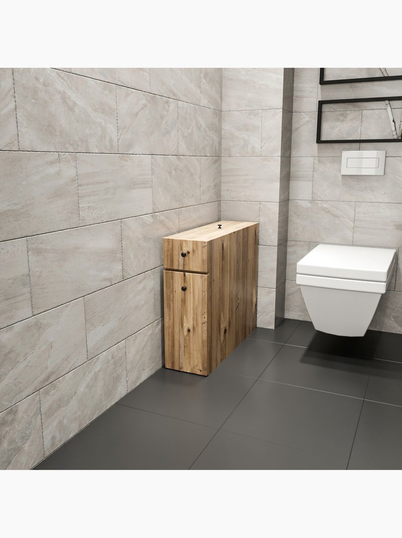 Rangement de salle de bain compact 2 tiroirs et une porte Marron - Kiabi