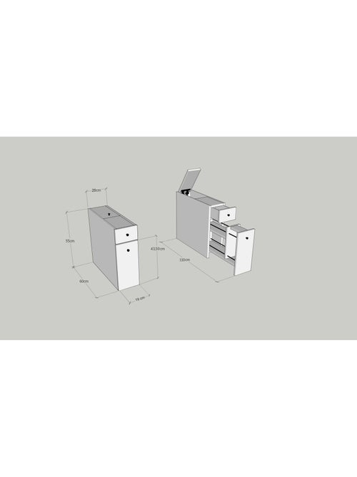 Rangement de salle de bain compact 2 tiroirs et une porte - Kiabi