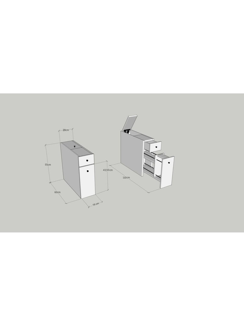 Rangement de salle de bain compact 2 tiroirs et une porte Marron - Kiabi