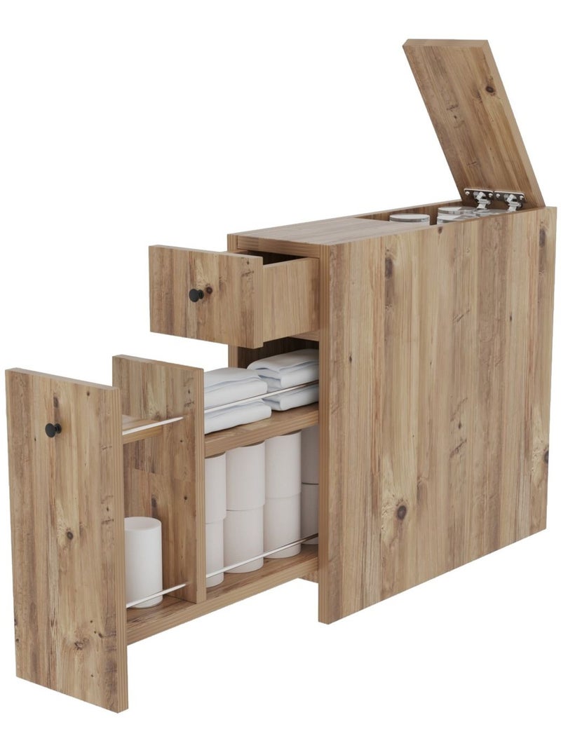 Rangement de salle de bain compact 2 tiroirs et une porte Marron - Kiabi
