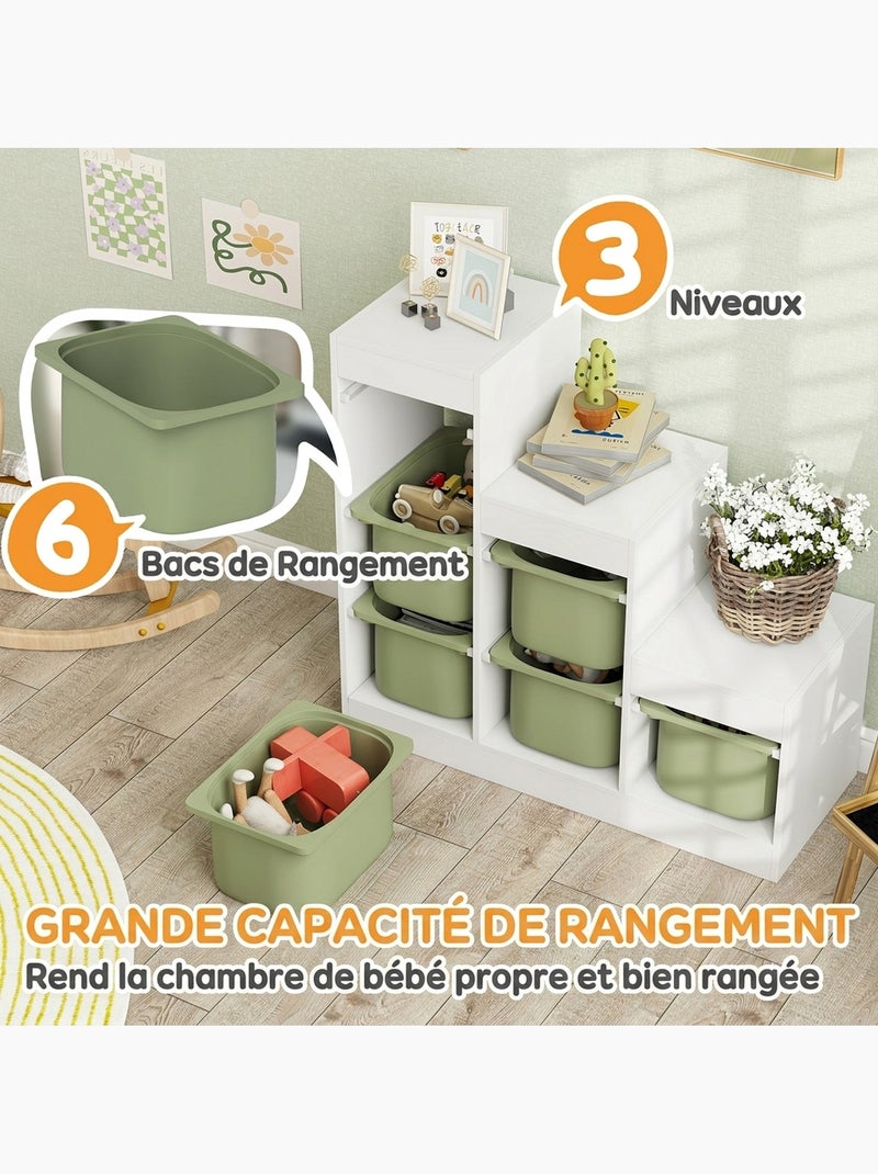 Rangement enfant - combinaison structure + bacs x 6 Vert - Kiabi
