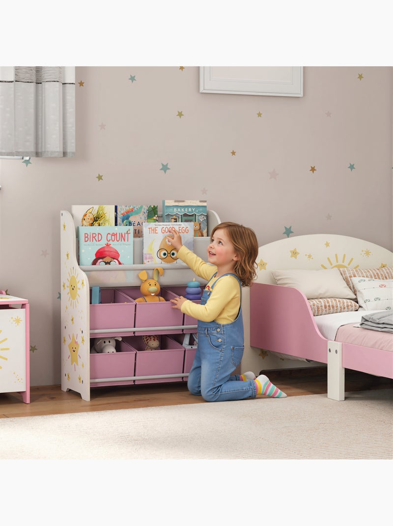 Rangement enfant 6 bacs présentoir 2 niv. Motif jungle lion Blanc Blanc - Kiabi