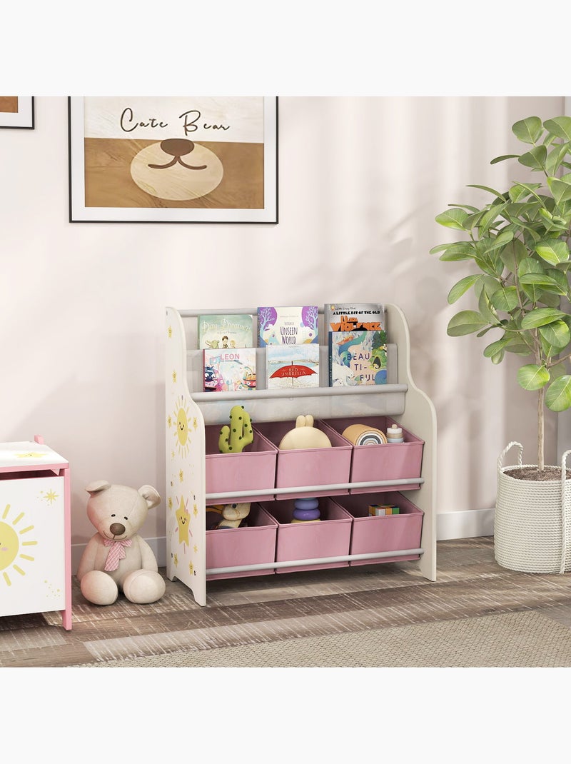 Rangement enfant 6 bacs présentoir 2 niv. Motif jungle lion Blanc Blanc - Kiabi