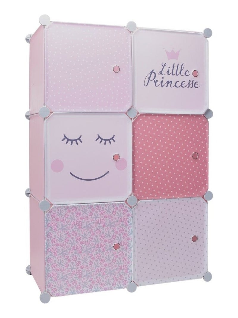 Rangement enfant armoire modulable 6 cubes fille Rose - Kiabi