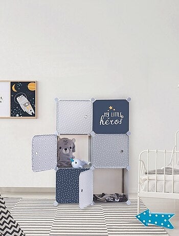 Rangement enfant armoire modulable 6 cubes garçon