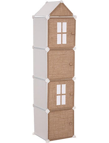Rangement enfant colonne 4 casiers en jute LINNO