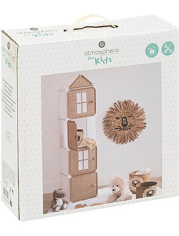 Rangement enfant colonne 4 casiers en jute LINNO
