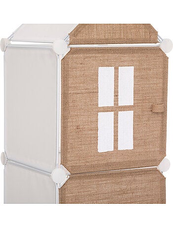 Rangement enfant colonne 4 casiers en jute LINNO