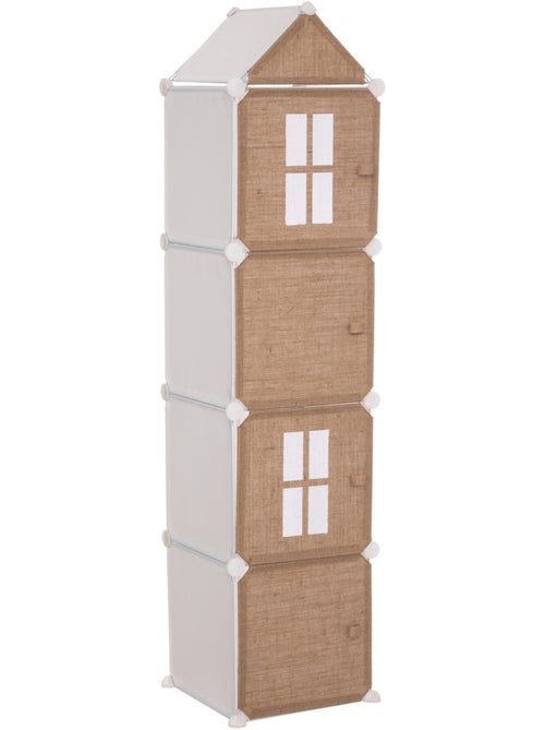 Rangement enfant colonne 4 casiers en jute LINNO - Kiabi