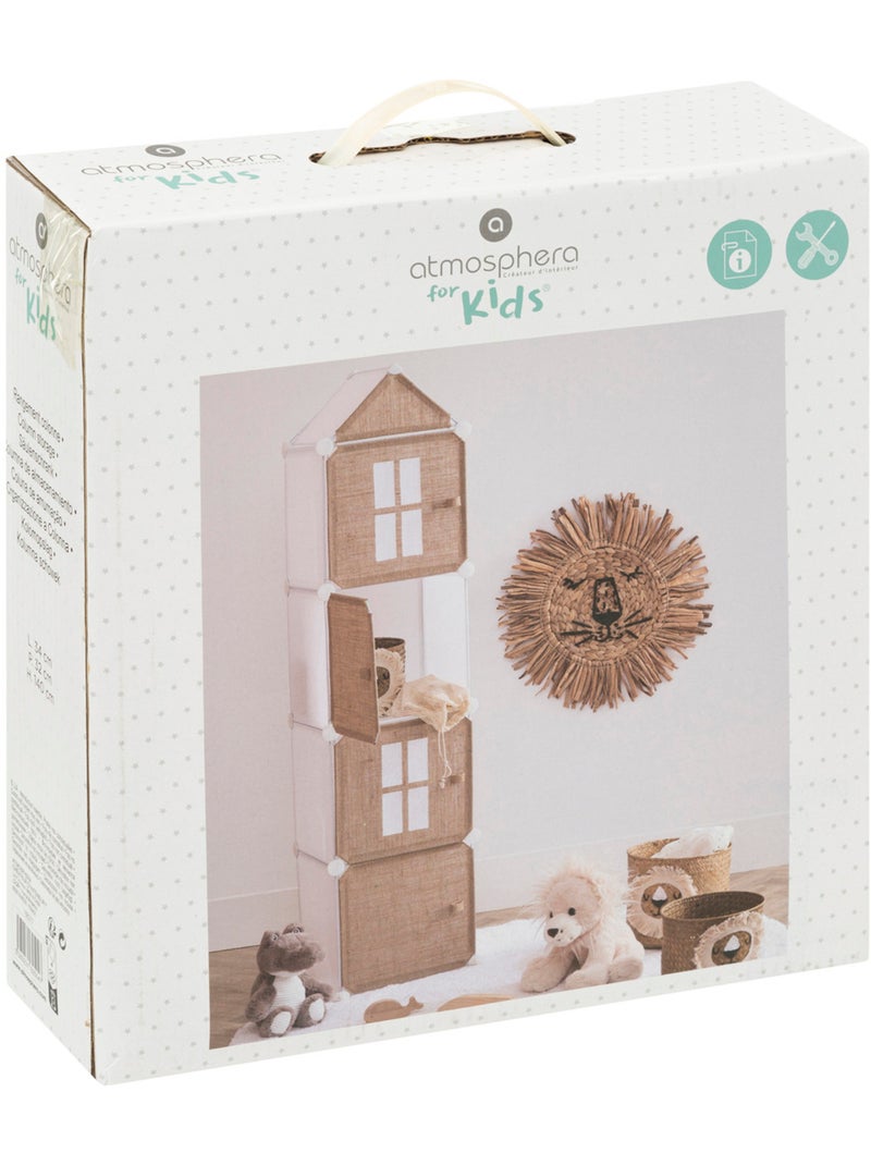 Rangement enfant colonne 4 casiers en jute LINNO Beige - Kiabi