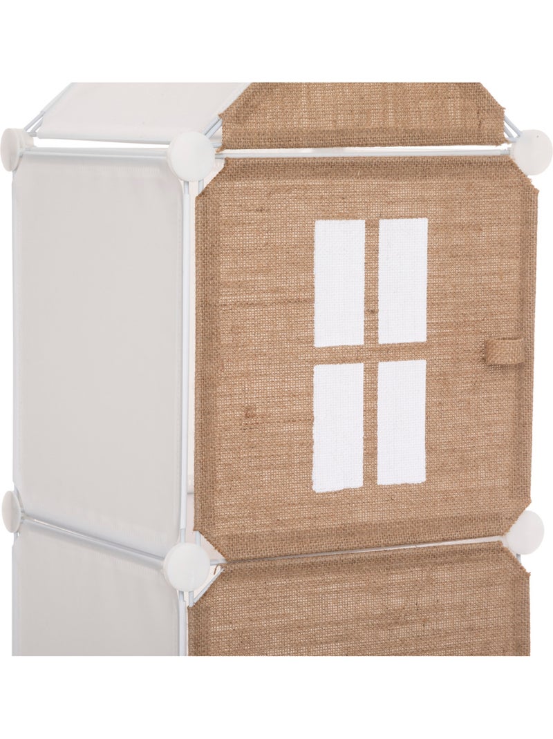 Rangement enfant colonne 4 casiers en jute LINNO Beige - Kiabi