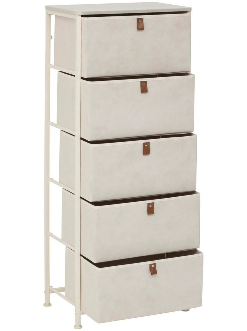 Rangement haut 5 tiroirs en acier et bois TISSA Beige - Kiabi