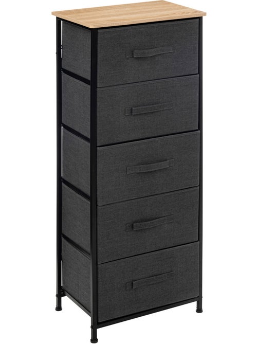 Rangement haut 5 tiroirs foncé TISSA - Kiabi