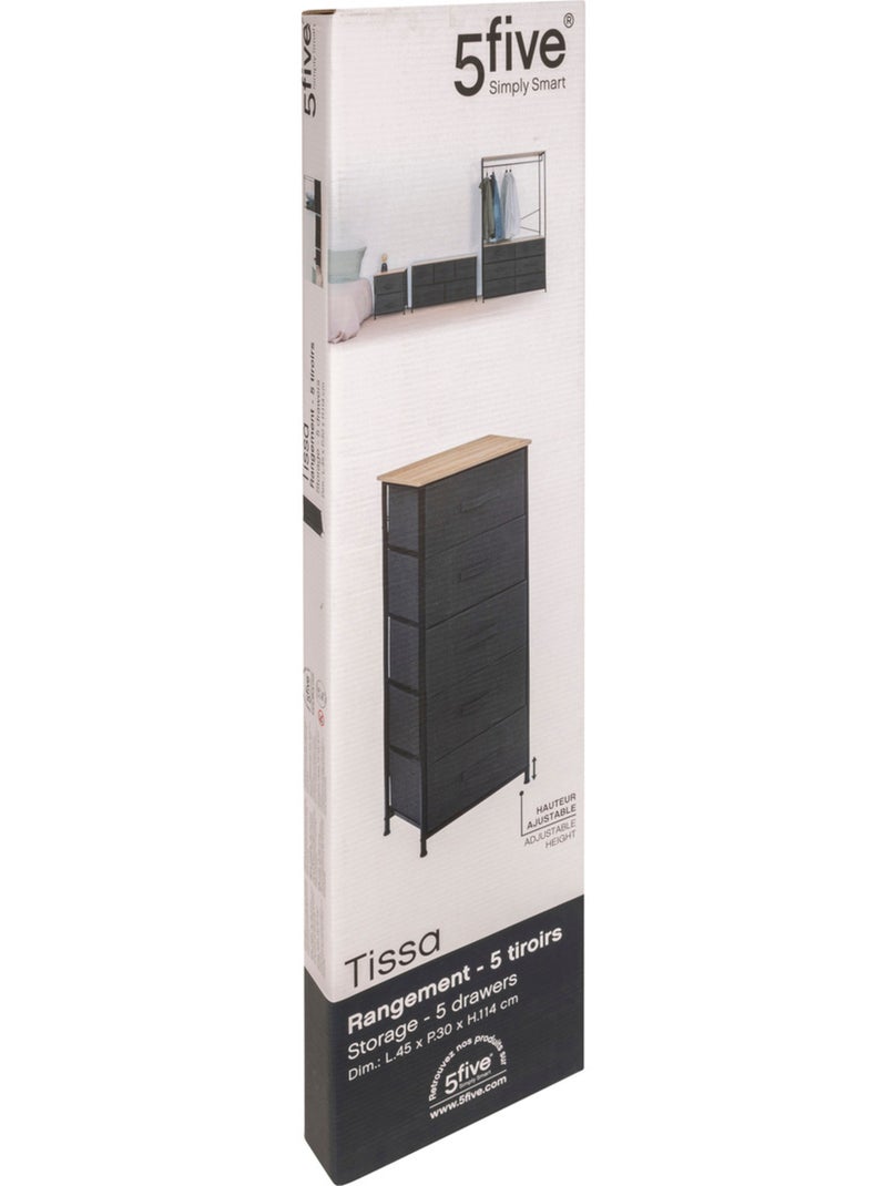 Rangement haut 5 tiroirs foncé TISSA Gris foncé - Kiabi