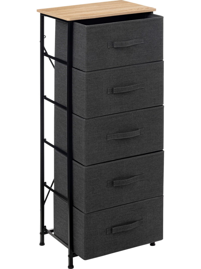 Rangement haut 5 tiroirs foncé TISSA Gris foncé - Kiabi
