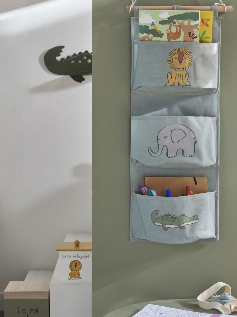 Rangement mural tissu LE ROI DE LA JUNGLE Gris - Kiabi