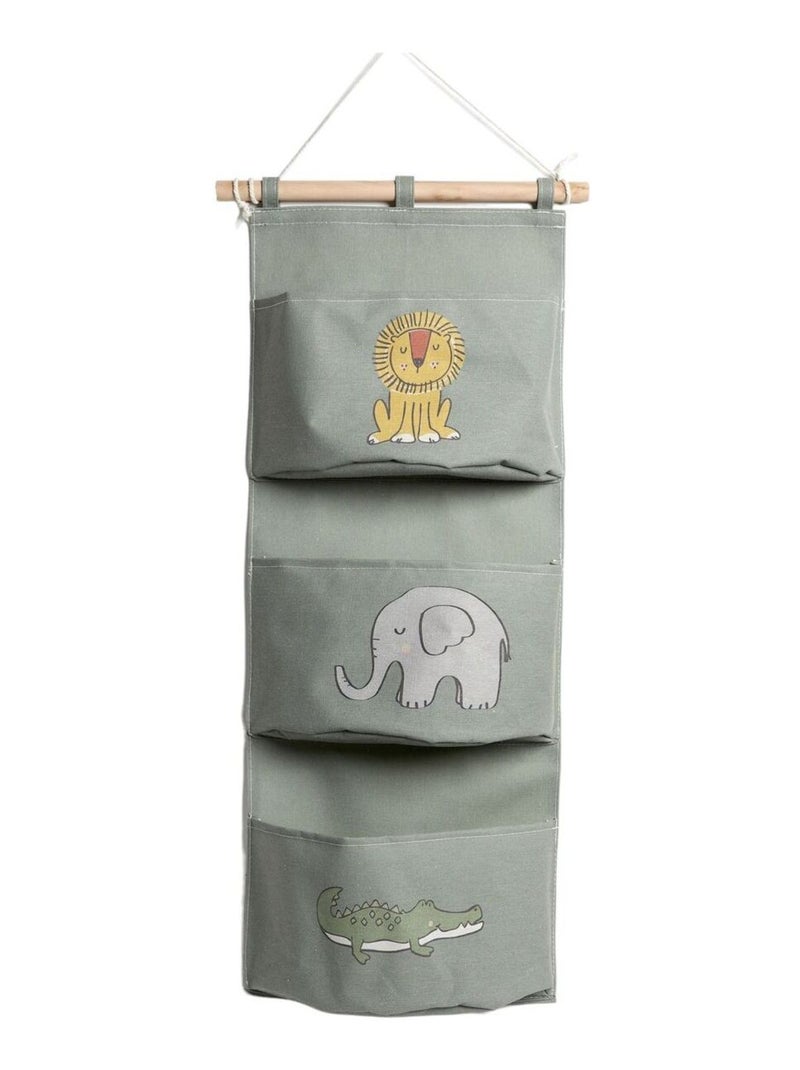 Rangement mural tissu LE ROI DE LA JUNGLE Gris - Kiabi