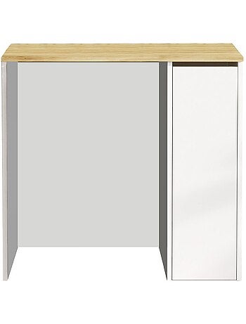 Rangement pour machine à laver avec plateau et placard latéral - Blanc