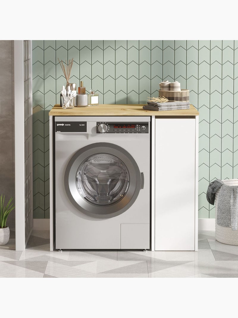 Rangement pour machine à laver avec plateau et placard latéral - Blanc Blanc - Kiabi