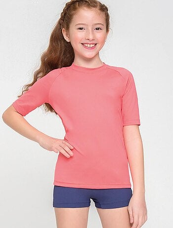 Rash Guard Kids Fpu50+ Uvpro Short Sleeve T-Shirt Coral Uv ANTI UV - UV Line - Kiabi